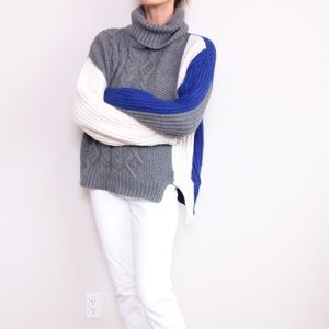 Zara Colorblock Giant Knit Turtleneck Sweater